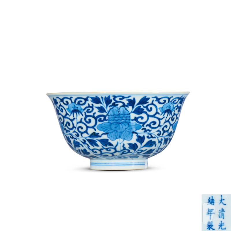 清光绪 青花缠枝莲纹小碗